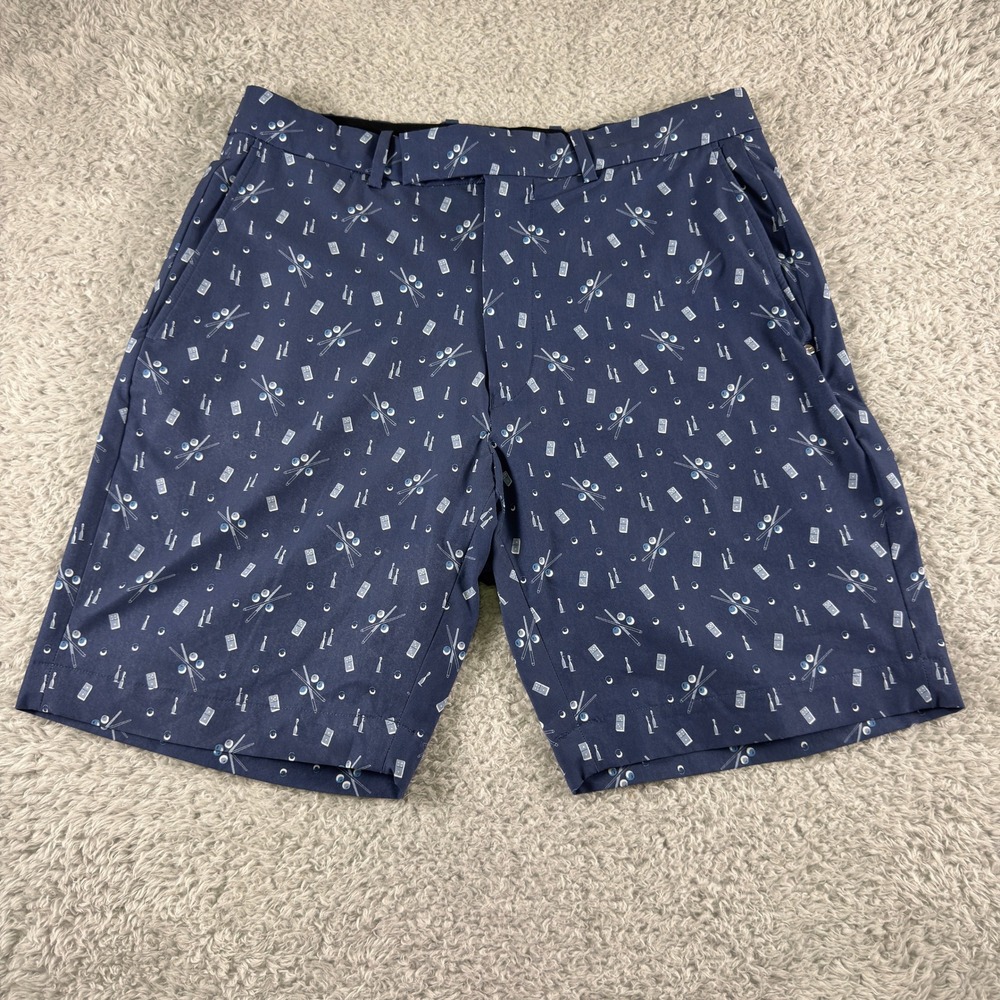 RLX Ralph Lauren Mens 32 Navy Billiards Dominoes Novelty Print Golf Shorts